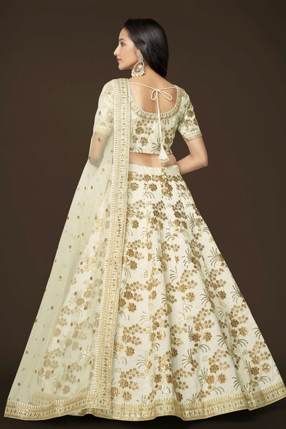 Slub Silk Embroidery A Line Lehenga Choli