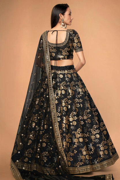 Slub Silk Embroidery A Line Lehenga Choli VSLC1010184