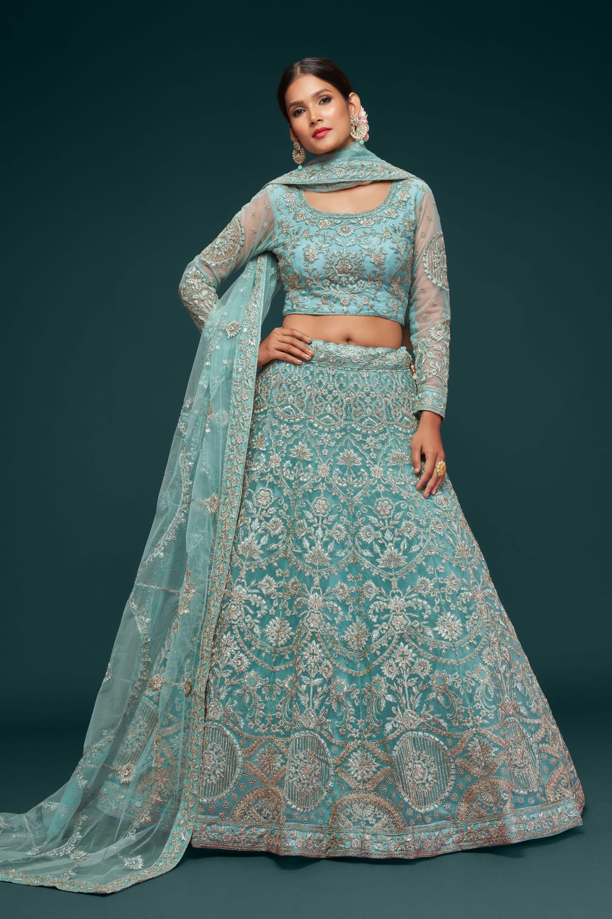 Soft Net Embroidery A Line Lehenga Choli