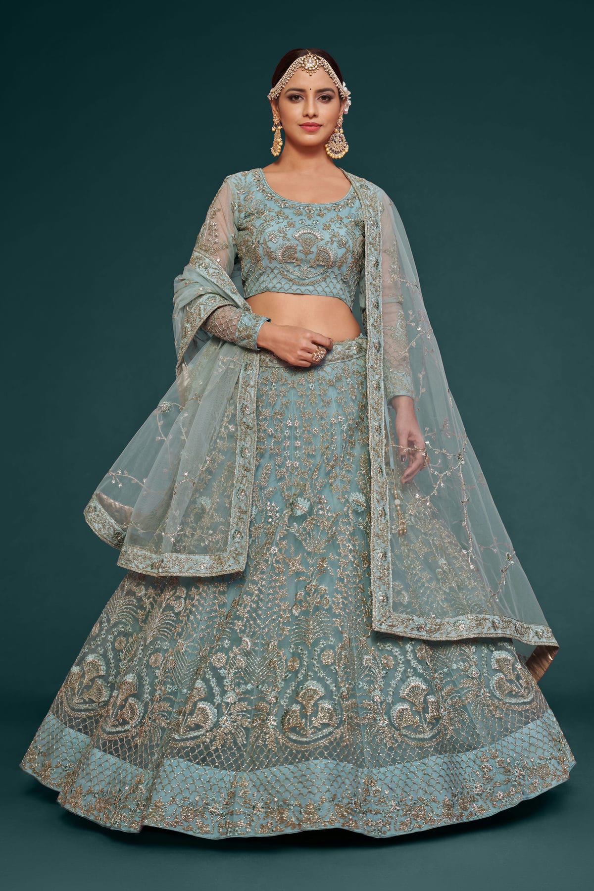 Soft Net Embroidery A Line Lehenga Choli