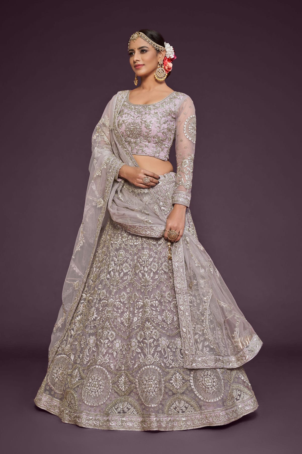 Soft Net Embroidery A Line Lehenga Choli