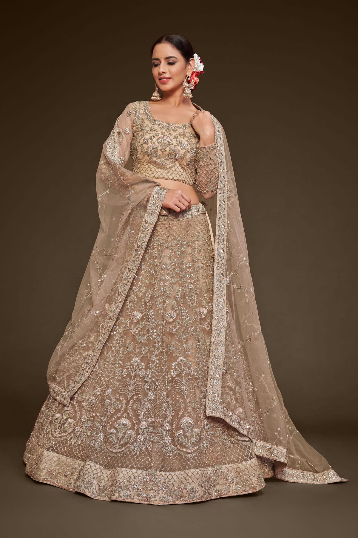 Soft Net Embroidery A Line Lehenga Choli