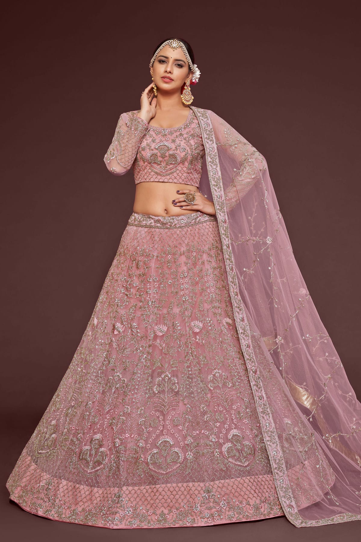 Soft Net Embroidery A Line Lehenga Choli