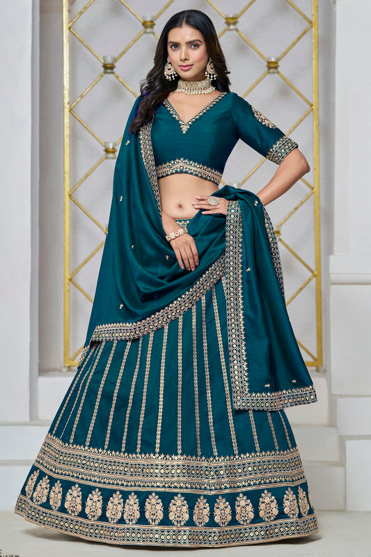 Teal Colour Art Silk Lehenga Choli