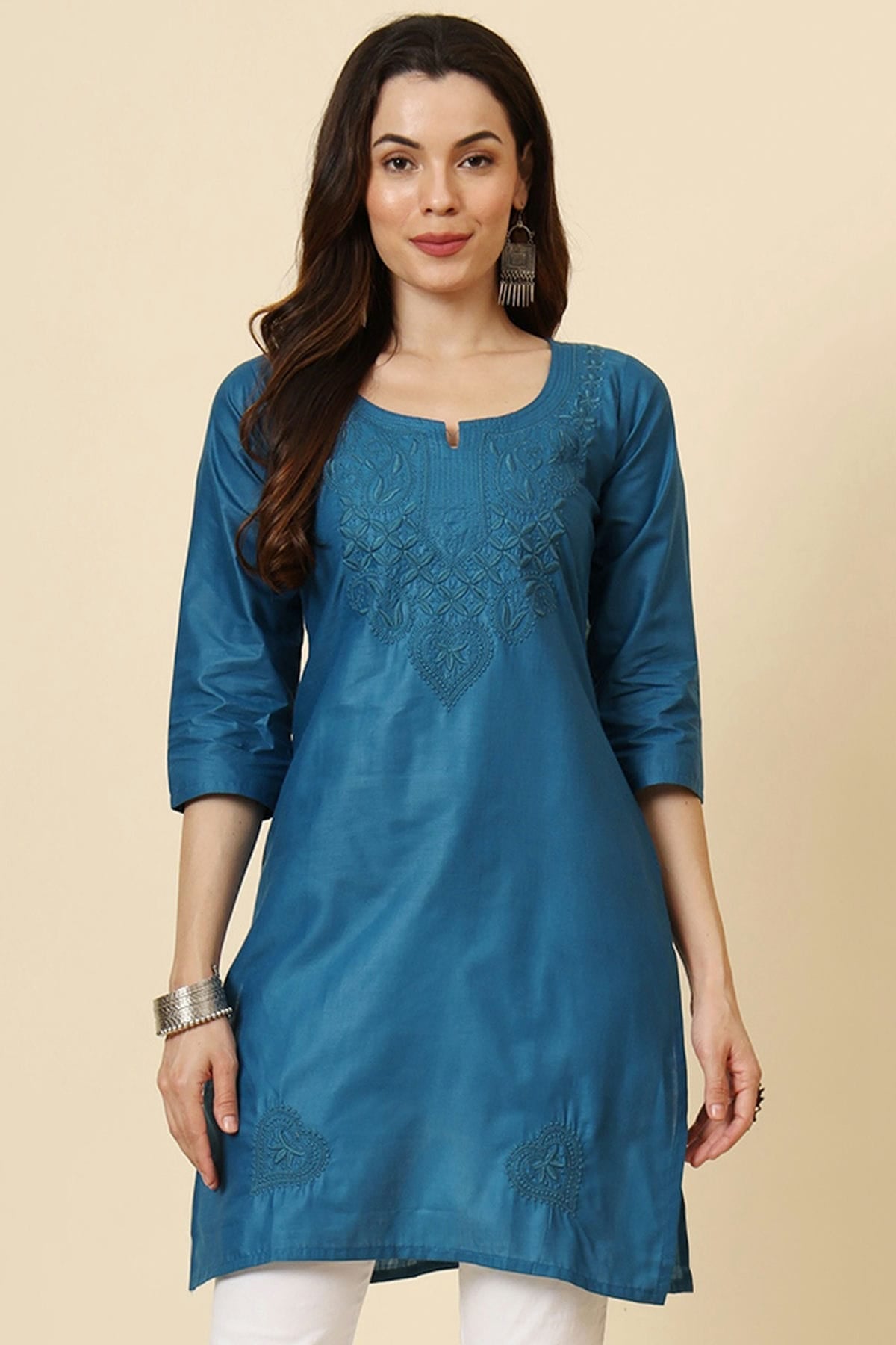 Teal Colour Cotton Readymade Top