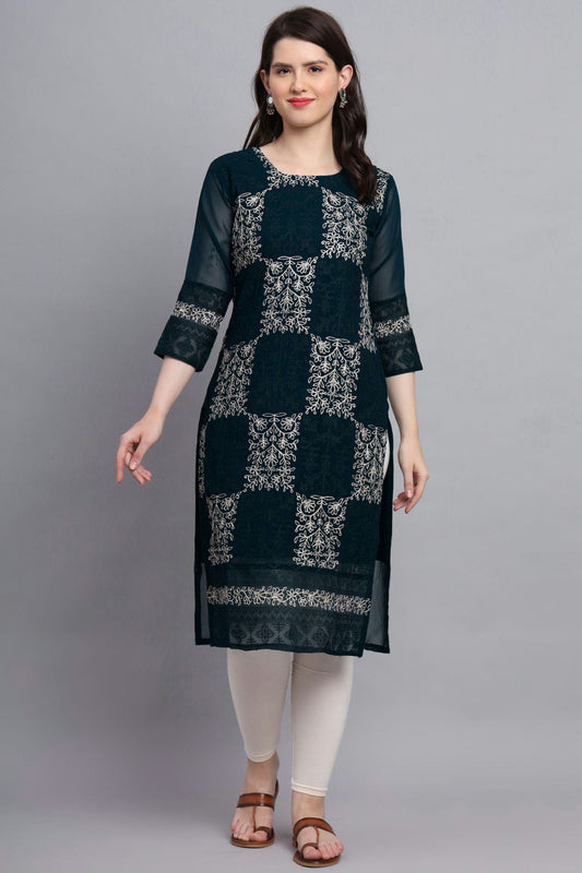 Teal Colour Georgette Kurti