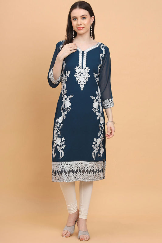 Teal Colour Georgette Kurti