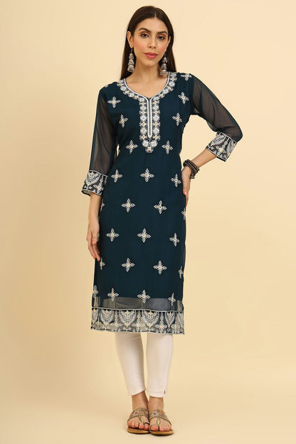 Teal Colour Georgette Kurti