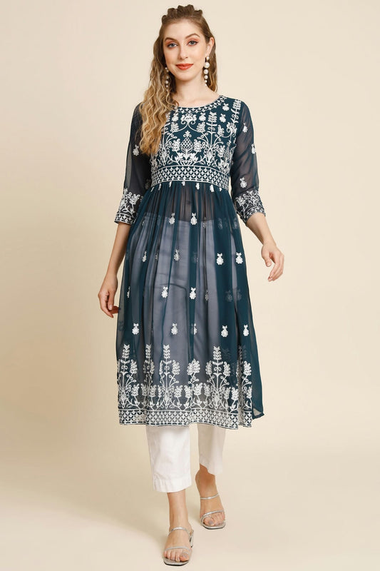 Teal Colour Georgette Kurti