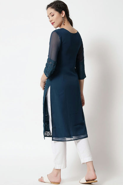 Teal Colour Georgette Kurti VSKR1111279