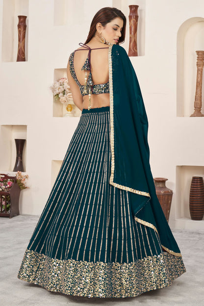 Teal Colour Georgette Lehenga Choli