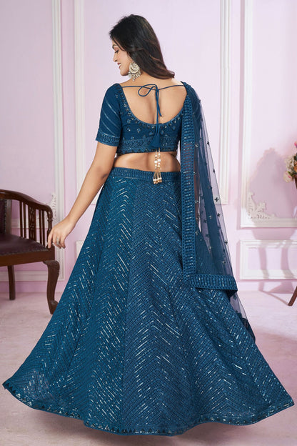 Teal Colour Georgette Lehenga Choli