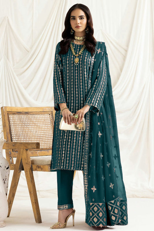 Teal Colour Georgette Semi Stitched Pakistani Suit