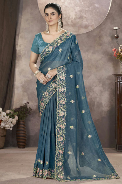 Teal-Colour-Gold-Crunchy-Designer-Saree-VSSD1112571