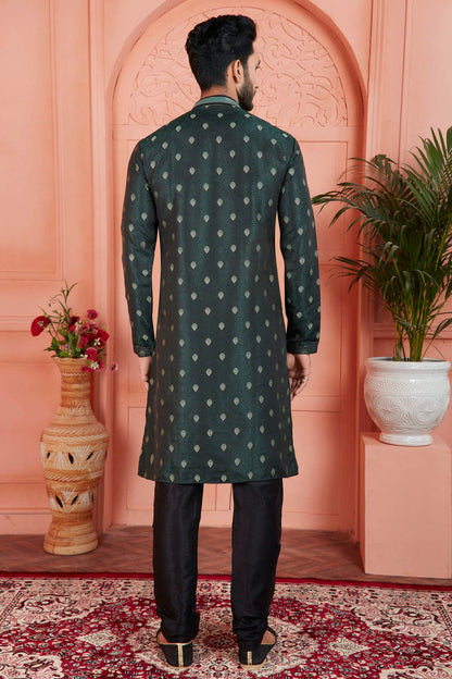 Teal Colour Jacquard Silk Brocade Kurta Pajama VSKP1230239