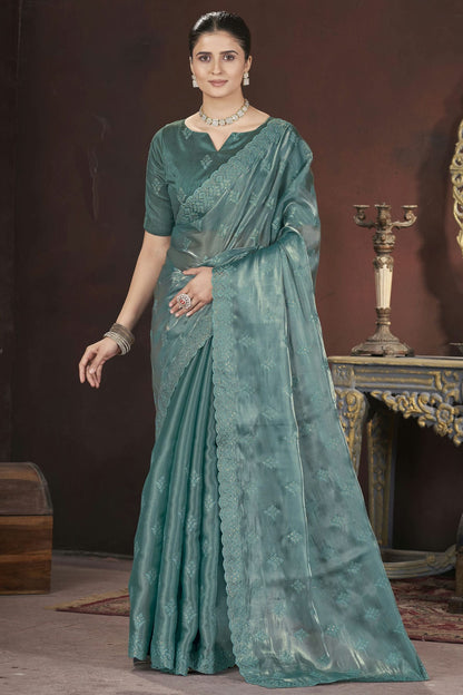 Teal-Colour-Jimmy-Choo-Designer-Saree-VSSD1112580