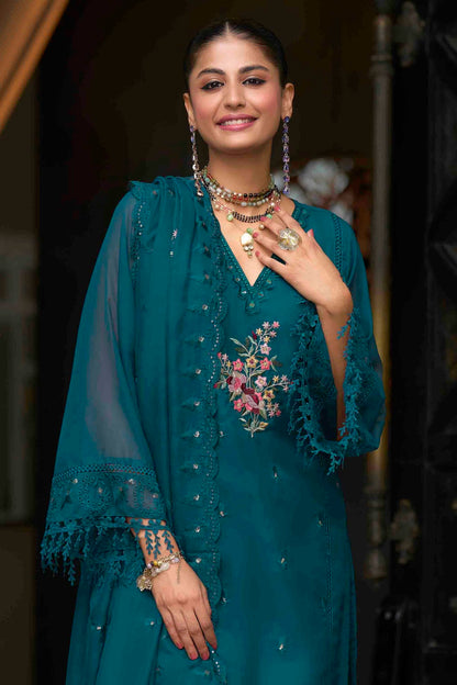 Teal Colour Organza Stitched Pakistani Suit VSSS1140751