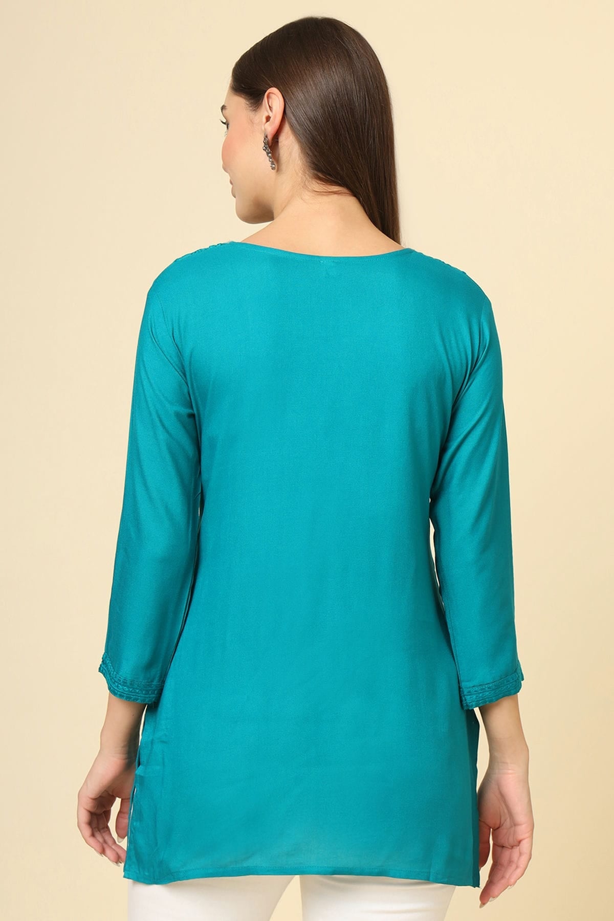 Teal Colour Rayon Readymade Top