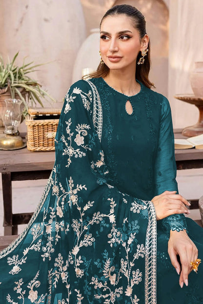 Teal Colour Semi Stitched Faux Georgette Pakistani Suit VSSM1140713