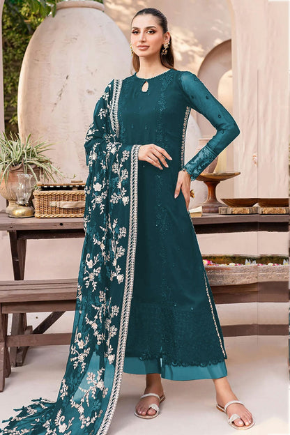 Teal Colour Semi Stitched Faux Georgette Pakistani Suit VSSM1140713