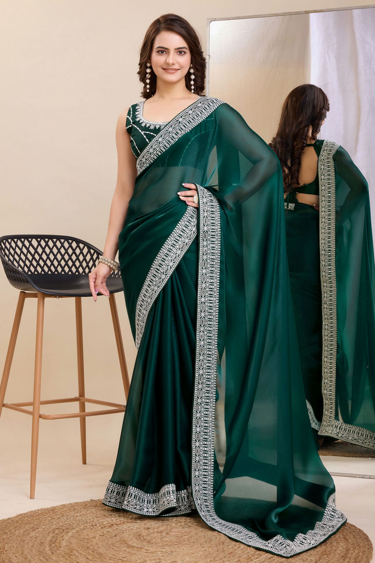 Teal Colour Silk Saree