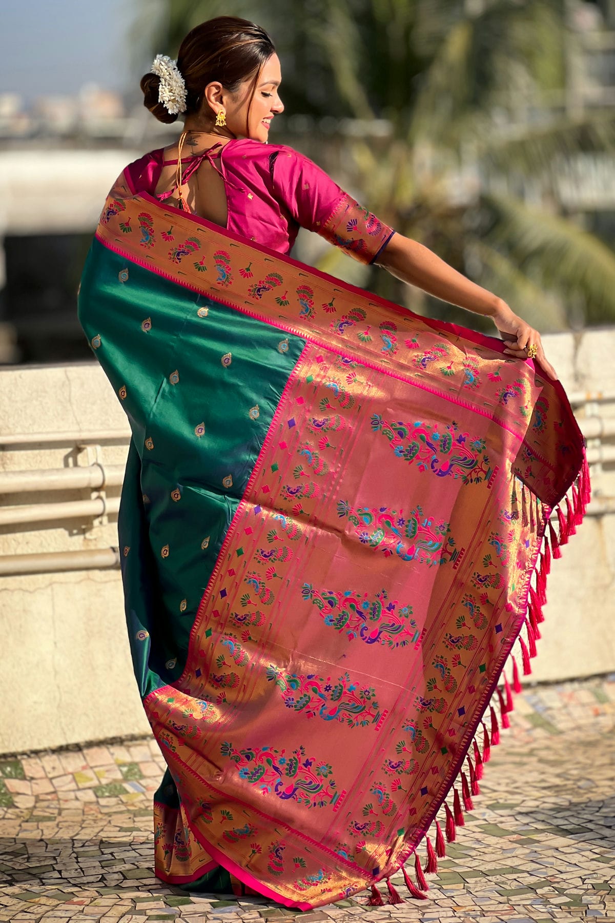 Teal Colour Soft Silk Traditional Saree