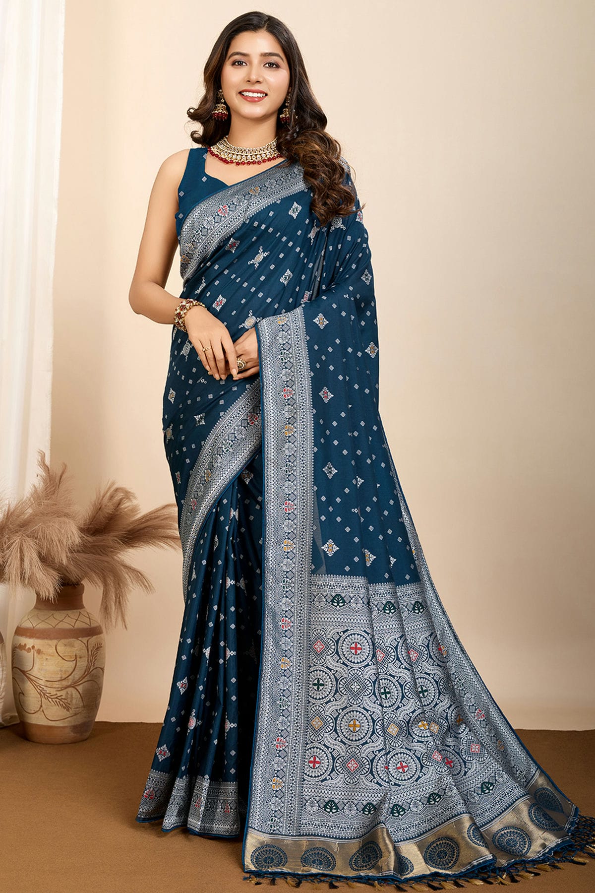 Teal-Colour-Soft-Silk-Traditional-Saree-VSSD1112699