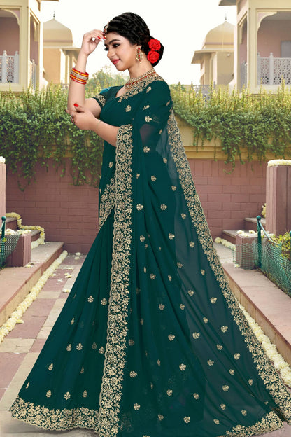 Teal Colour Georgette Saree