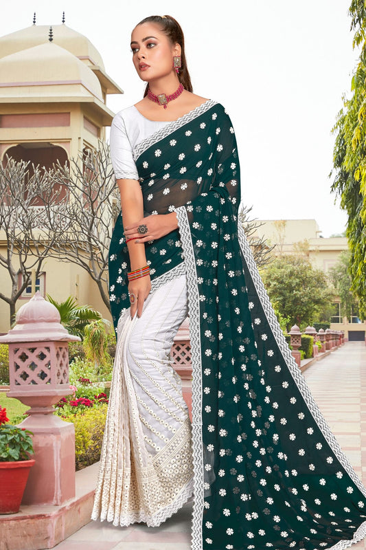 Teal Colour Georgette Saree