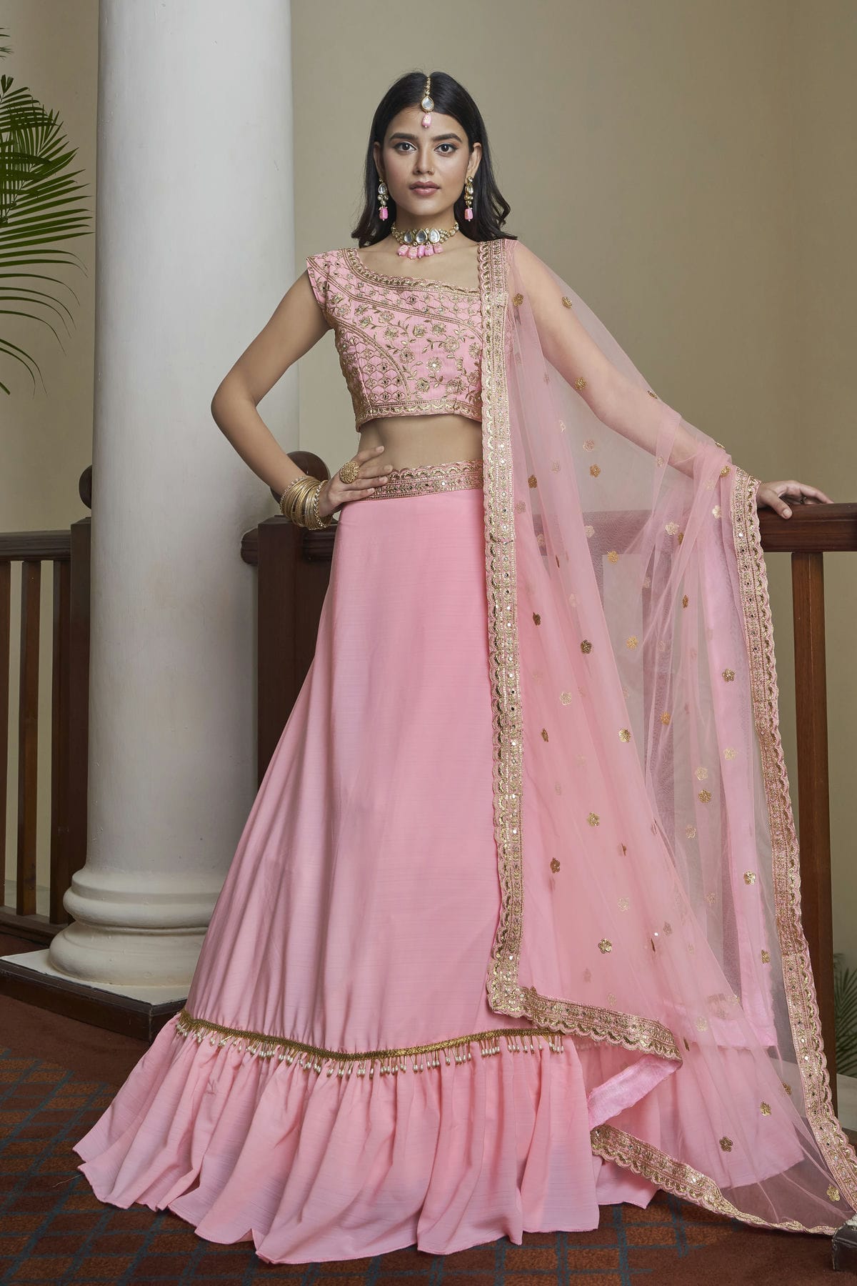 Titan Silk Designer Lehenga Choli In Baby Pink Colour