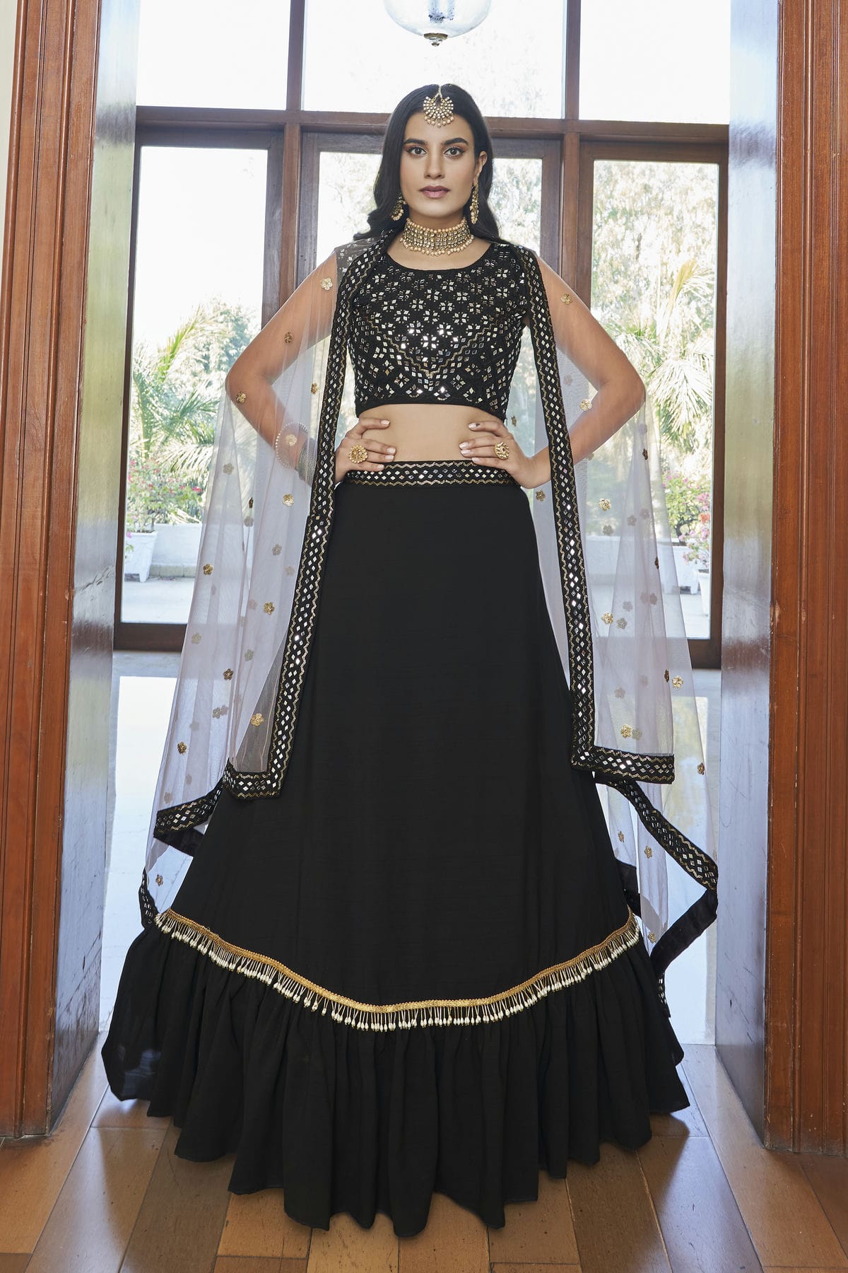 Titan Silk Designer Lehenga Choli In Black Colour