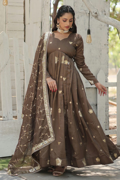 Vichitra Shimmer Readymade Long Gown