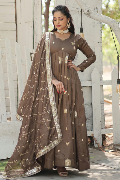 Vichitra Shimmer Readymade Long Gown