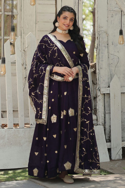 Vichitra Shimmer Readymade Long Gown