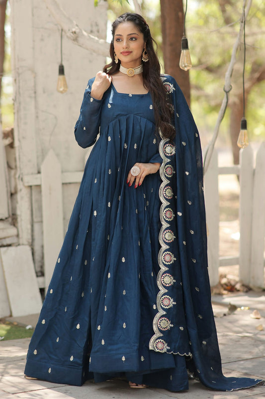 Vichitra Shimmer Readymade Long Gown