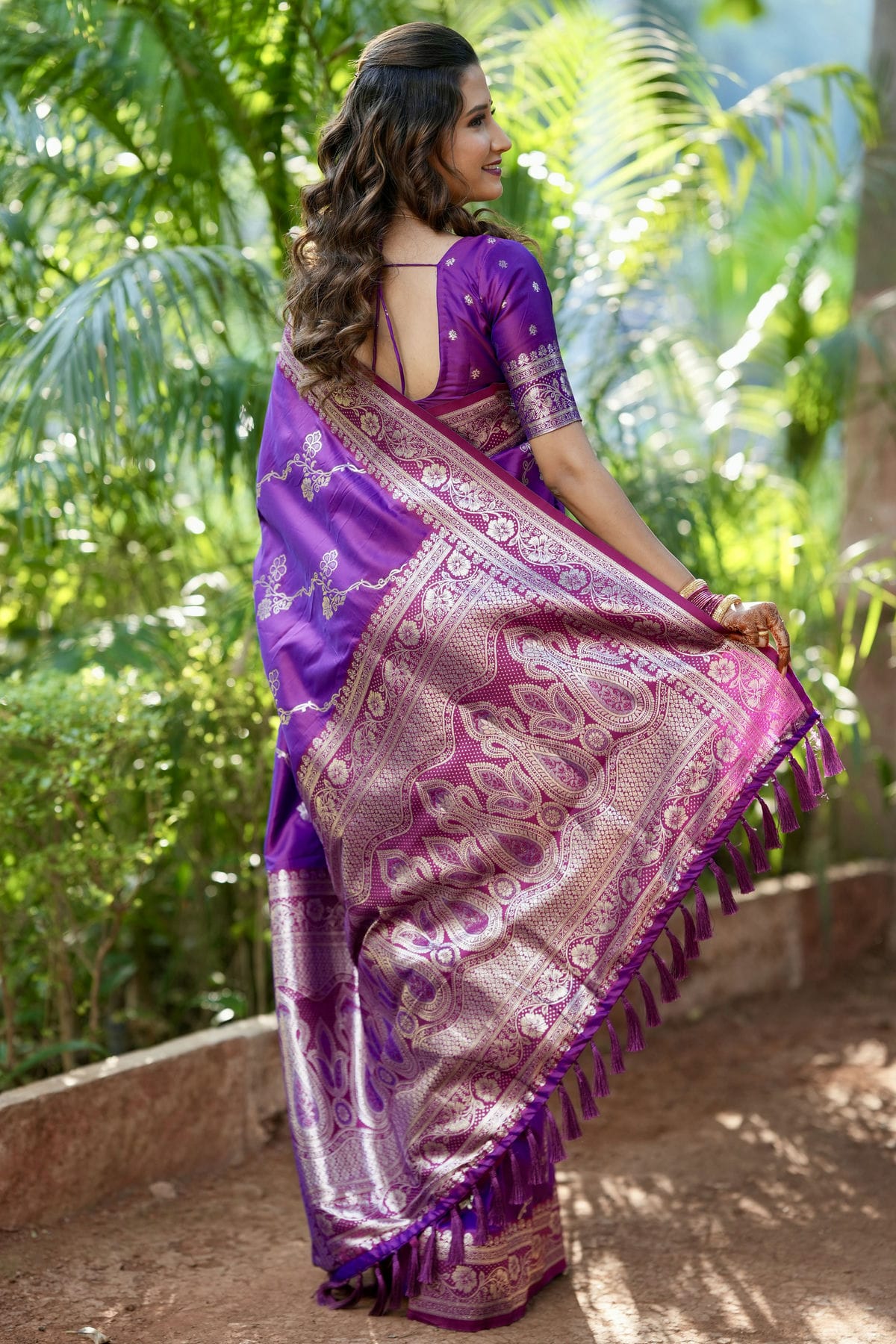 Violet Colour Banarasi Silk Traditional Saree