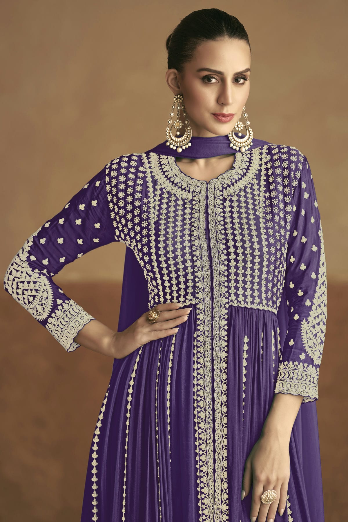 Violet Colour Chinon Pant Style Suit VSSM1140539