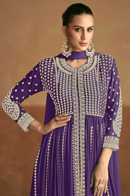 Violet Colour Chinon Pant Style Suit VSSM1140539