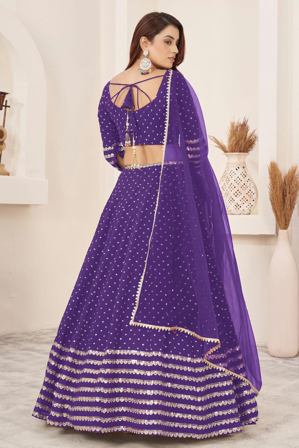 Violet Colour Georgette Lehenga Choli