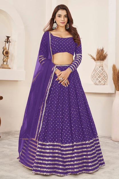 Violet Colour Georgette Lehenga Choli