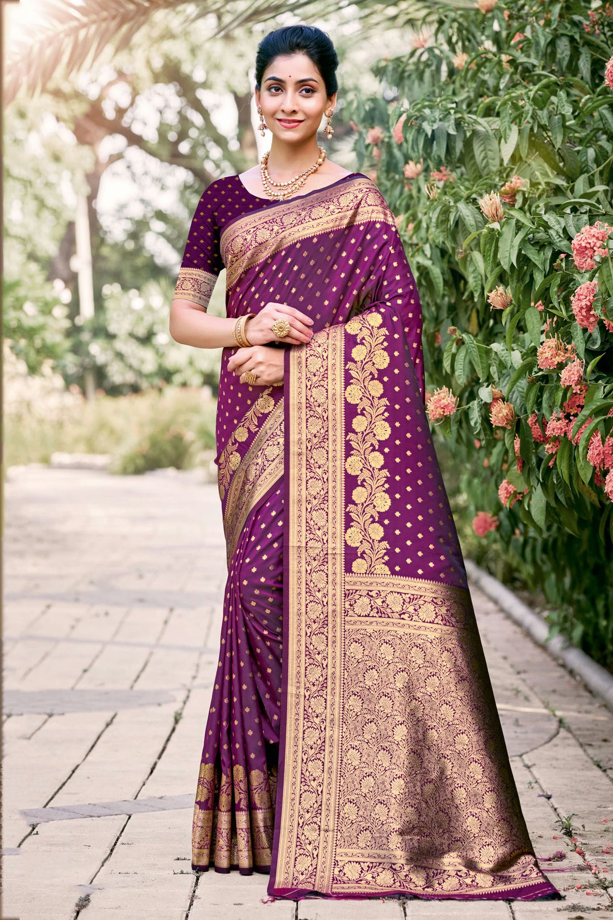 Violet Colour Silk Traditional Saree