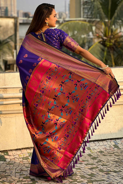 Violet Colour Soft Silk Traditional Saree