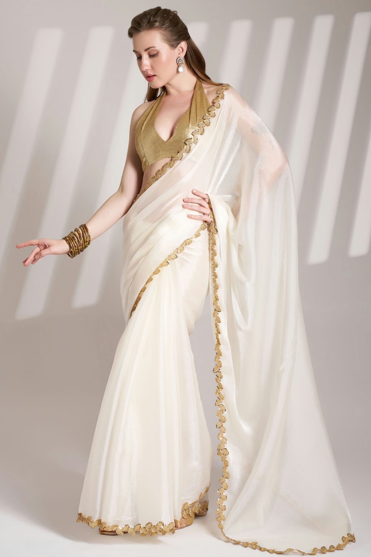 White-Colour-Burberry-Organza-Saree-VSSD1112720