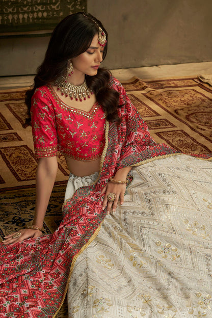 White Colour Embroidery Georgette Lehenga Choli