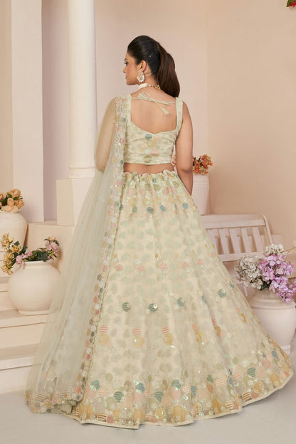 White Colour Embroidery Net Lehenga Choli