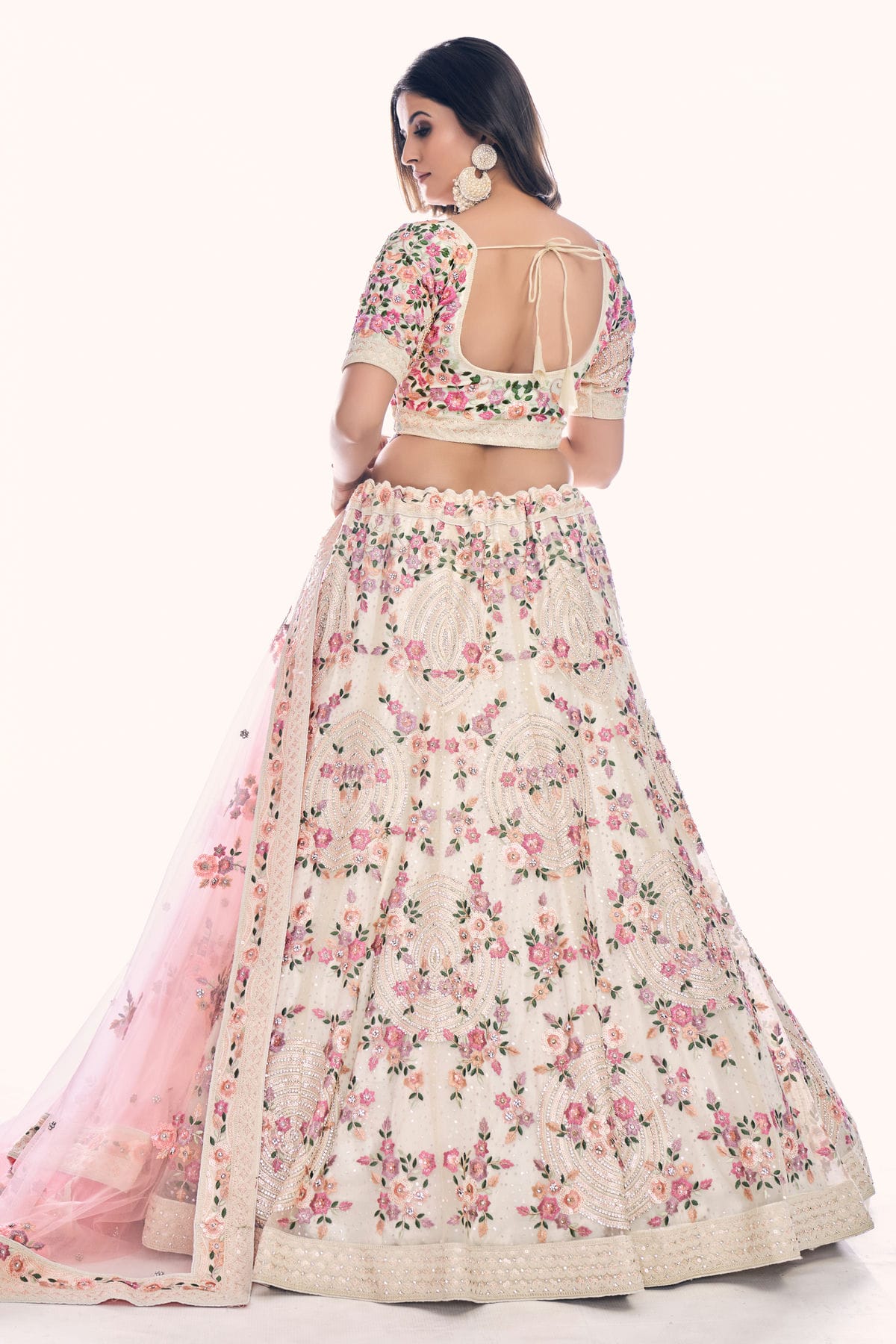 White Colour Embroidery Soft Net Lehenga Choli