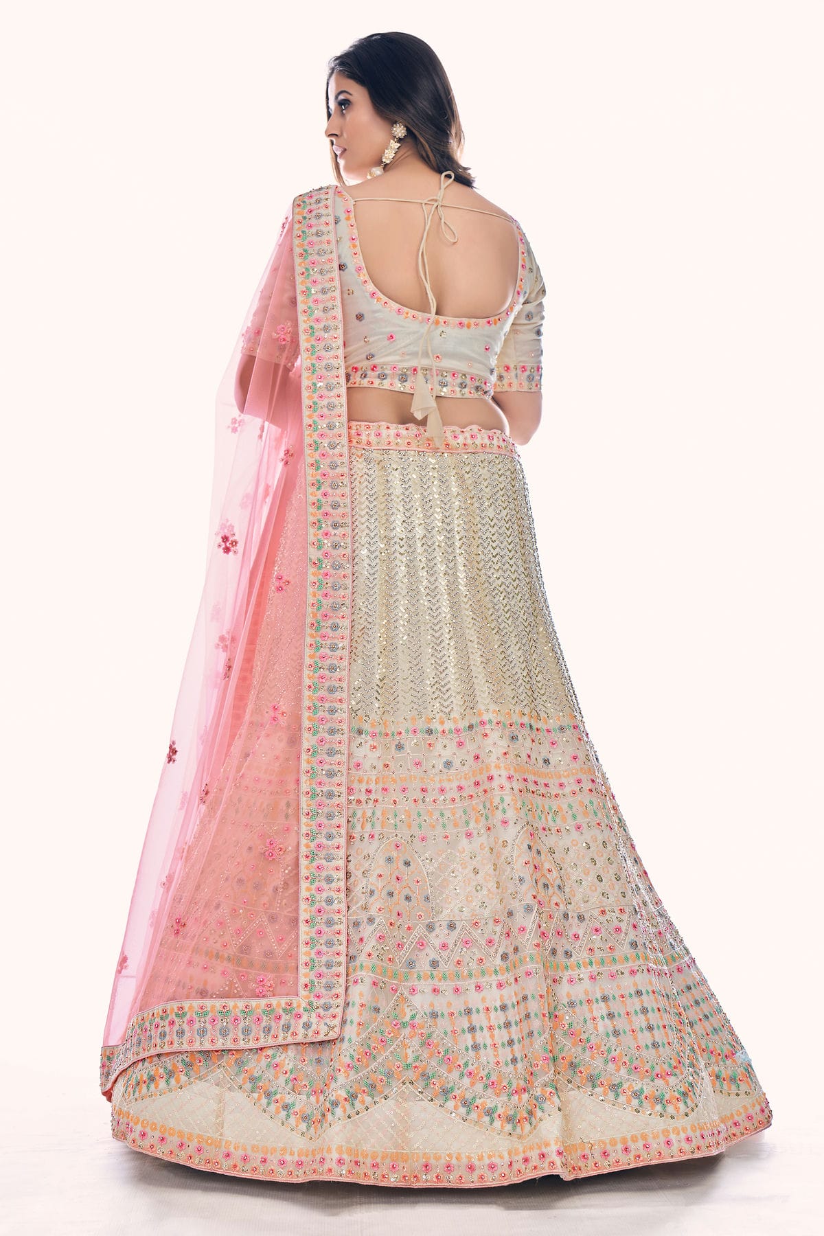 White Colour Embroidery Soft Net Lehenga Choli