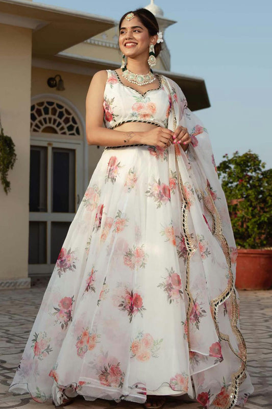 White Colour Organza Lehenga Choli