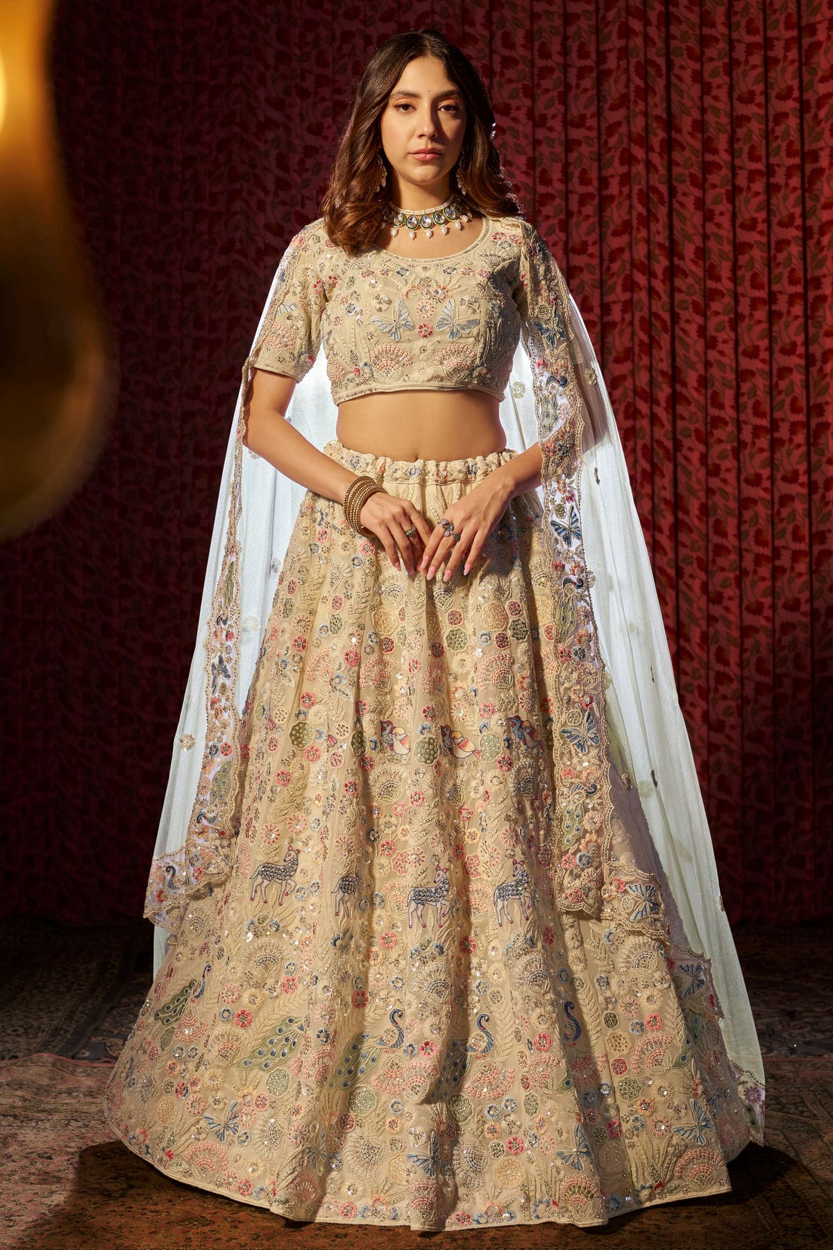 White Colour Semi Stitched Georgette Lehenga Choli