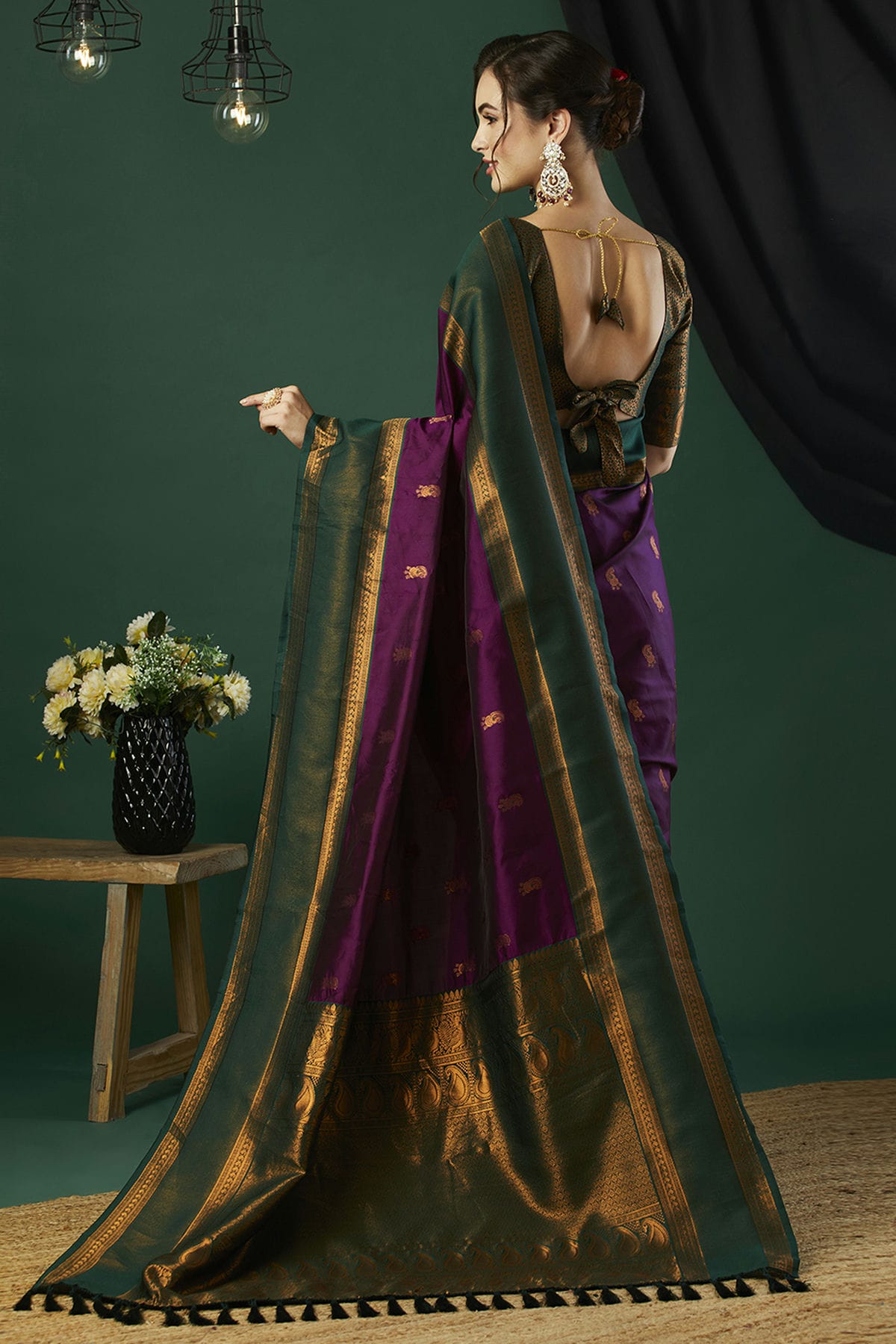 Wine Colour Banarasi Silk Traditional Saree